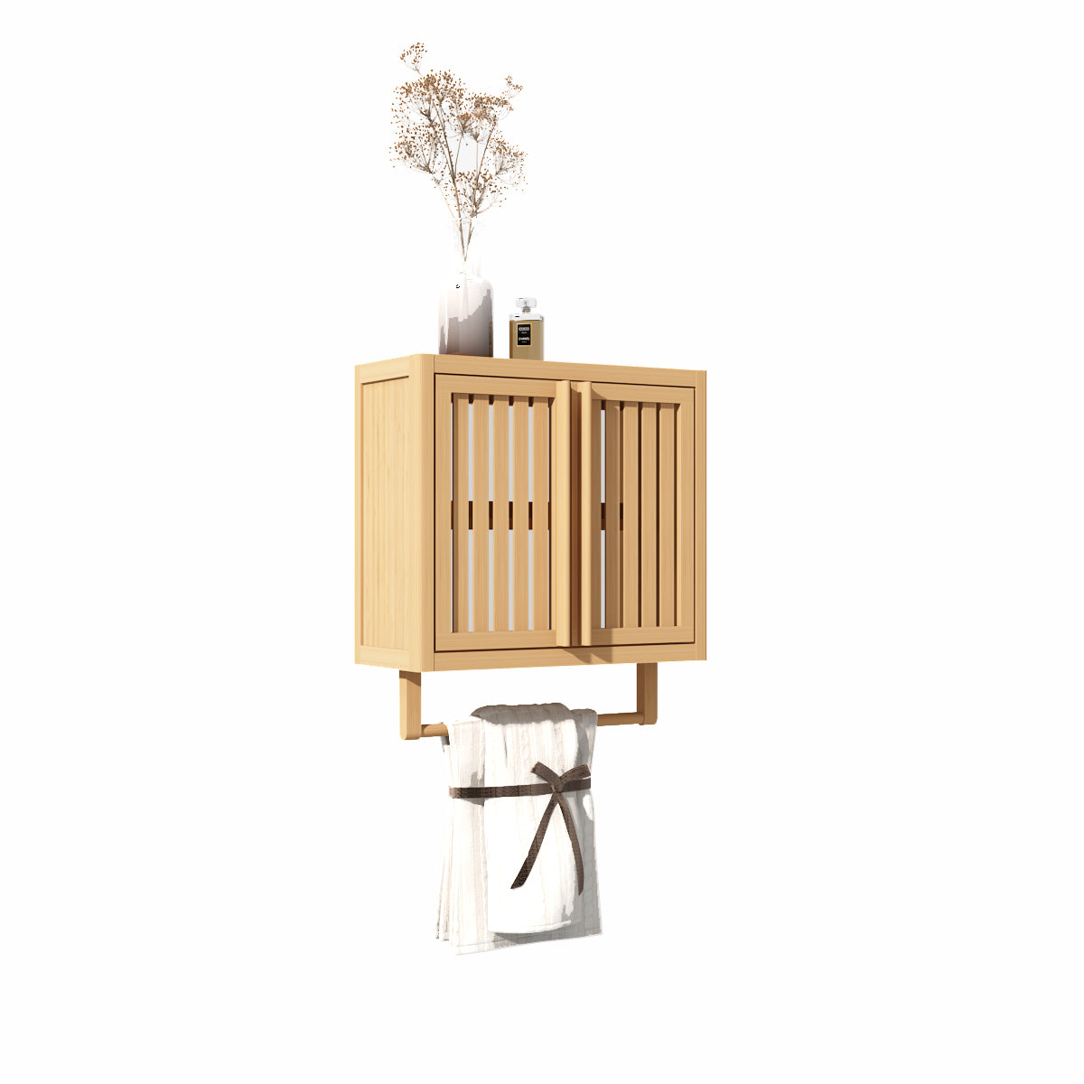 Wall-Mounted Bamboo Storage Cabinet for Bathroom and Home Essentials