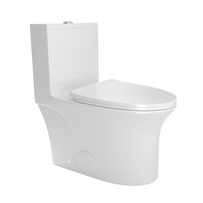 Comfort Height Elongated One-Piece Toilet with Dual-Flush System, CUPC & WaterSense Certified, White Ceramic, Soft Close Seat T039WT