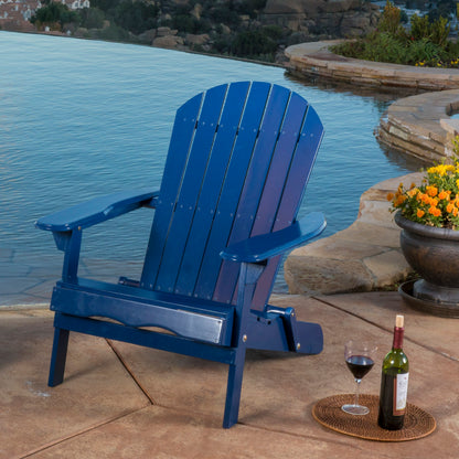 Acacia Wood Adirondack Chair For Outdoor Patio, 36.41in L x 30.31in W, 3in Thick, Blue