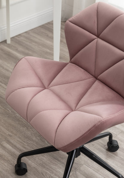 Mauve Velvet Adjustable Swivel Office Chair with Diamond Tufting