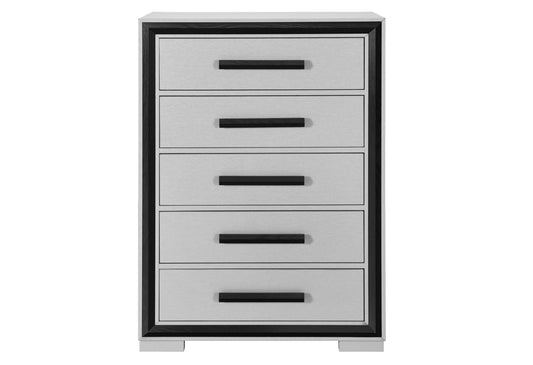 Modern Grey and Black 5-Drawer Chest