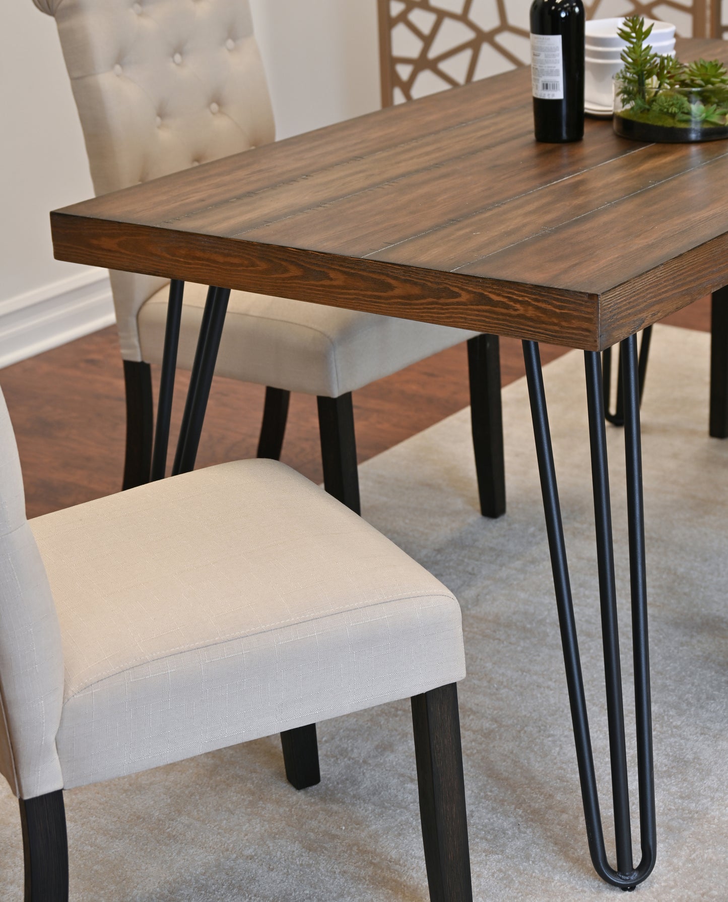 Mid Century Hairpin Dining Set 4 Chairs Five Color Options