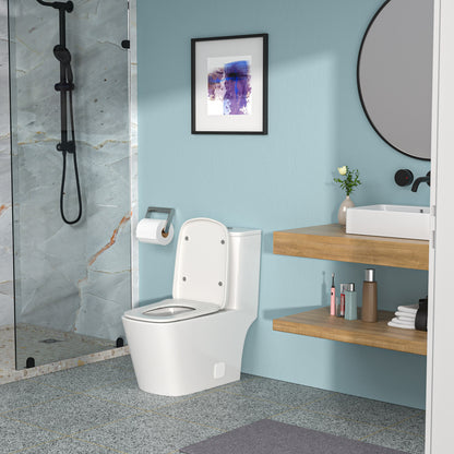 Modern One-Piece Ceramic Toilet with Dual Flush and Soft-Close Seat