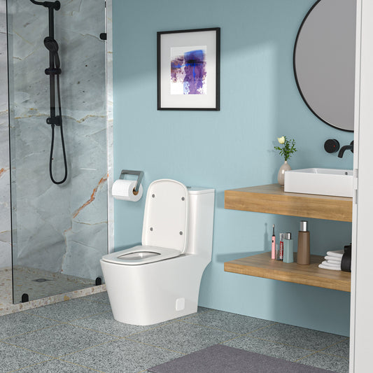 Modern One-Piece Ceramic Toilet with Dual Flush and Soft-Close Seat