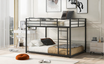 Stylish Black Full Over Full Metal Bunk Bed with Convenient Ladder