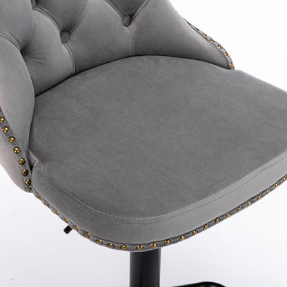 AA Velvet Swivel Bar Stools Adjustable 25 33 Gray Set of 2
