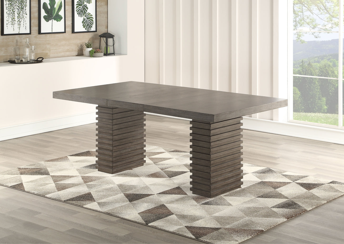 Dining Table Hardwood Solids Modern Contemporary Dark Gray