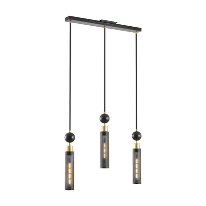3-Light Pendant with Mesh Shades, Adjustable, E26 Base, Dining Room, Kitchen Island — Black & Gold Finish