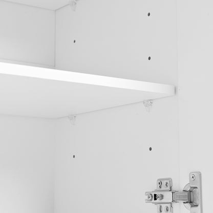 ON-TREND Cream Style Minimalist Shoe Cabinet with 5 Solid Wood Legs, Sideboard Buffet Cabinet with Adjustable Shelves, Large Storage Cabinet with Wave Doors for Living Room, White