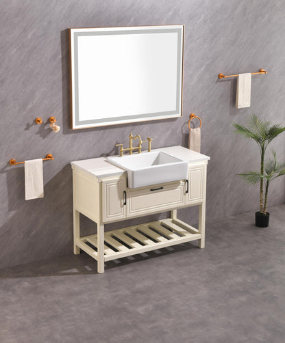 Large 48x36 Illuminated Bathroom Mirror with Dual Control Anti-Fog Feature