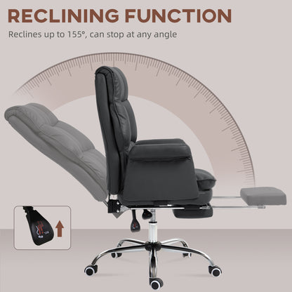 Ergonomic Black PU Leather Executive Office Chair with Footrest and Reclining Function