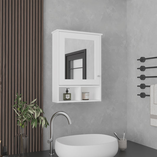 Vina Medicine Cabinet with Mirror Door 29" High Cabinet Organizer with Three concealed Shelves and Two Open shelves  for Bathroom, Kitchen, Mudroom