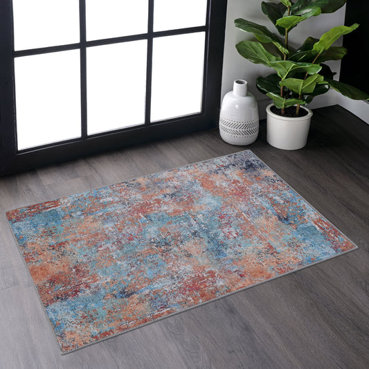 2x3 Machine-Washable Low-Pile Area Rug, Non-Slip, Foldable, Kid & Pet Friendly, Living Room Rug - Multi