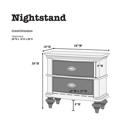 Luxury Classic Antique Silver / Champagne Finish 1pc Nightstand Storage Space Bedside Table Bedroom Furniture