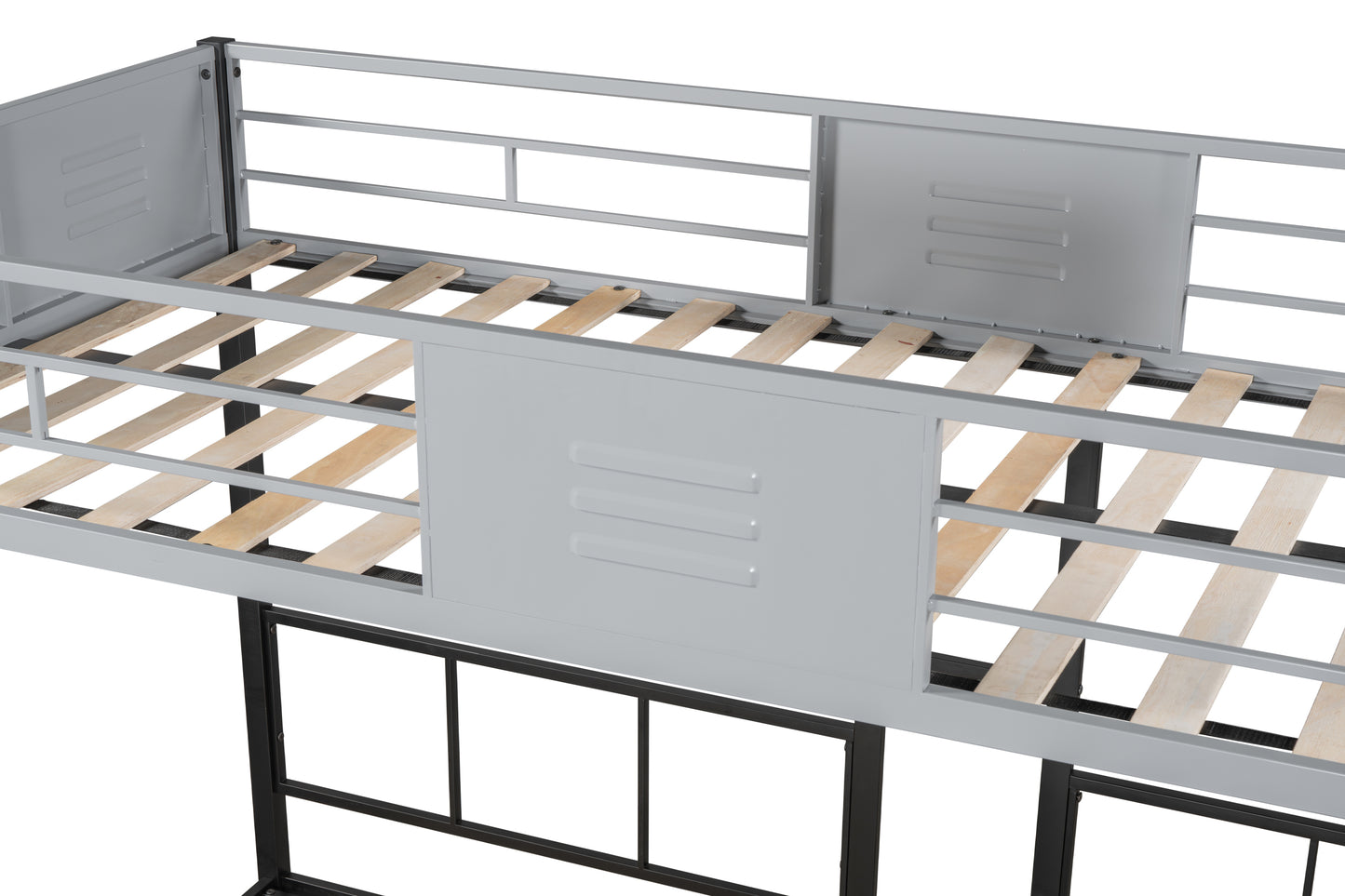 Space-Saving Triple Bunk Bed with Safety Guardrails and Versatile Design