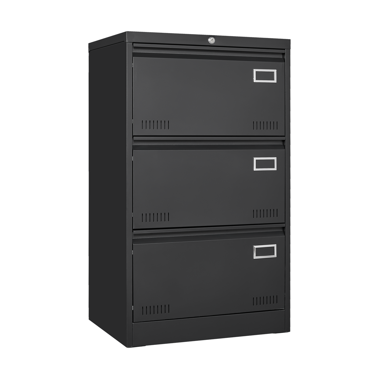 Filing Cabinet Lateral File Cabinet 3 Drawer, Blcak Locking Metal File Cabinets Three Drawer, Office Filing Cabinet with Lock Drawers for Home Office/Legal/Letter/A4/F4