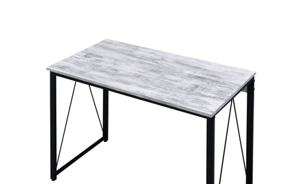 Antique-Inspired Black and White Writing Desk with V-Shaped Accent