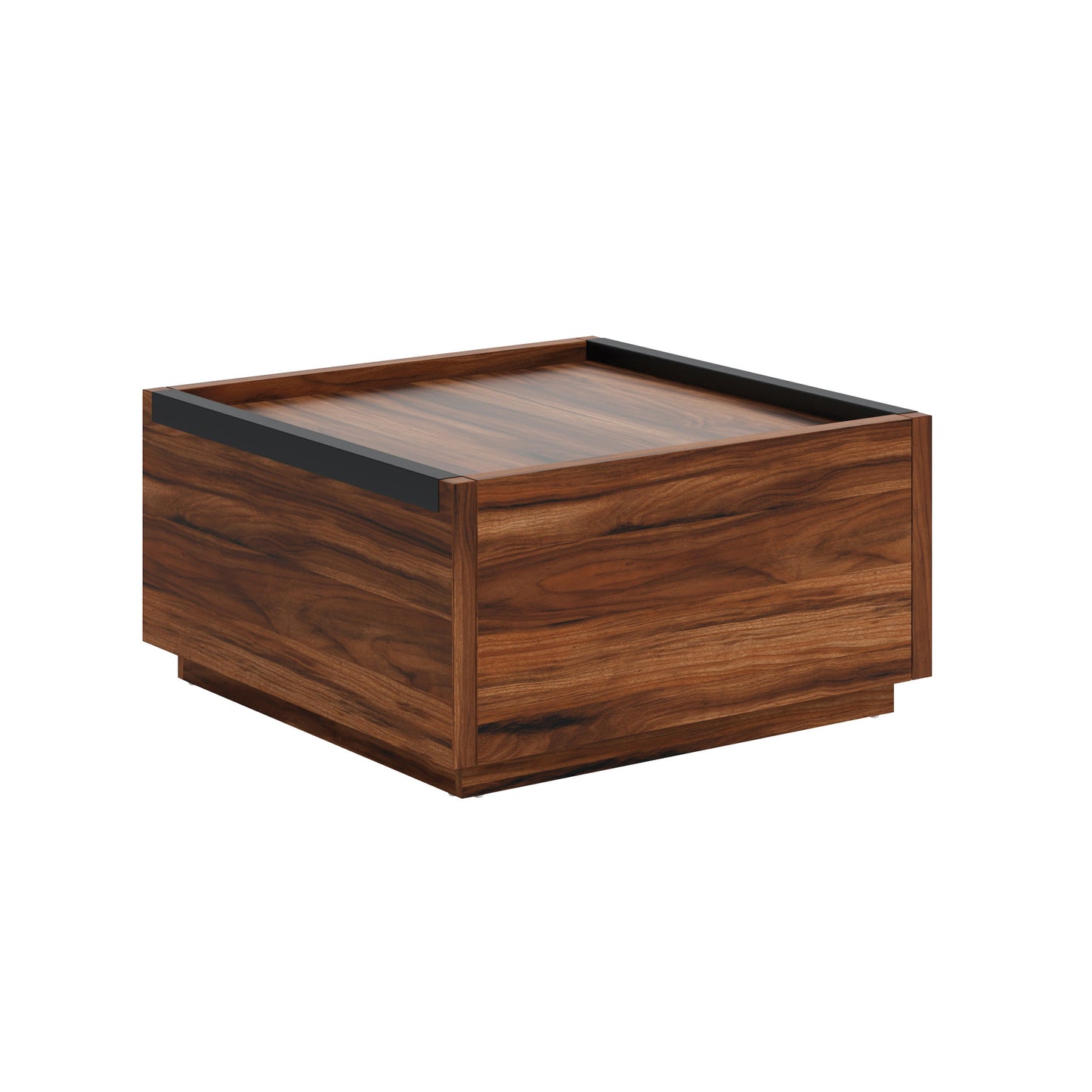 Modern Square Coffee Table with Drawers, 31x31x16 in, Engineered Wood + Metal, Easy Assembly Dark Brown