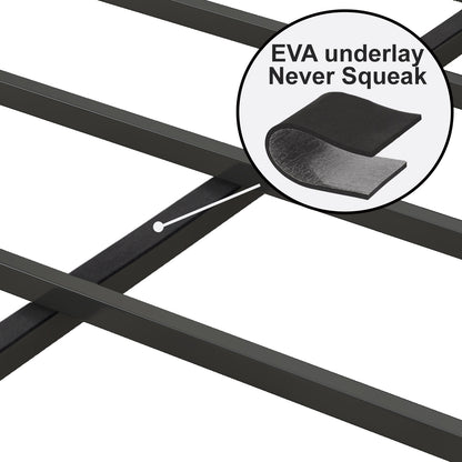 Modern Full Size Bed Frame with USB Charging, Upholstered Headboard, and Sturdy Metal Base in Grey