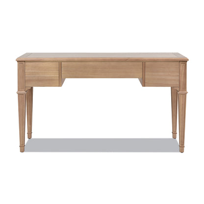 Elegant 55" Solid Wood Executive Desk with 3 Soft-Close Drawers in Natural Brown Finish