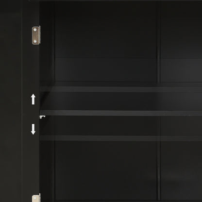 Versatile Kitchen Island Cart with Locking Wheels, Solid Wood Top, Ample Storage and Spice Rack (Black)