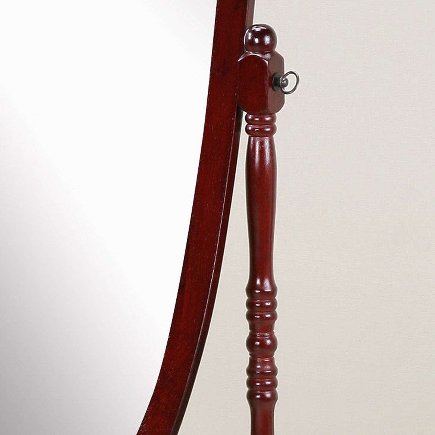 Elegant Cherry-Finished Cheval Mirror with Traditional Design