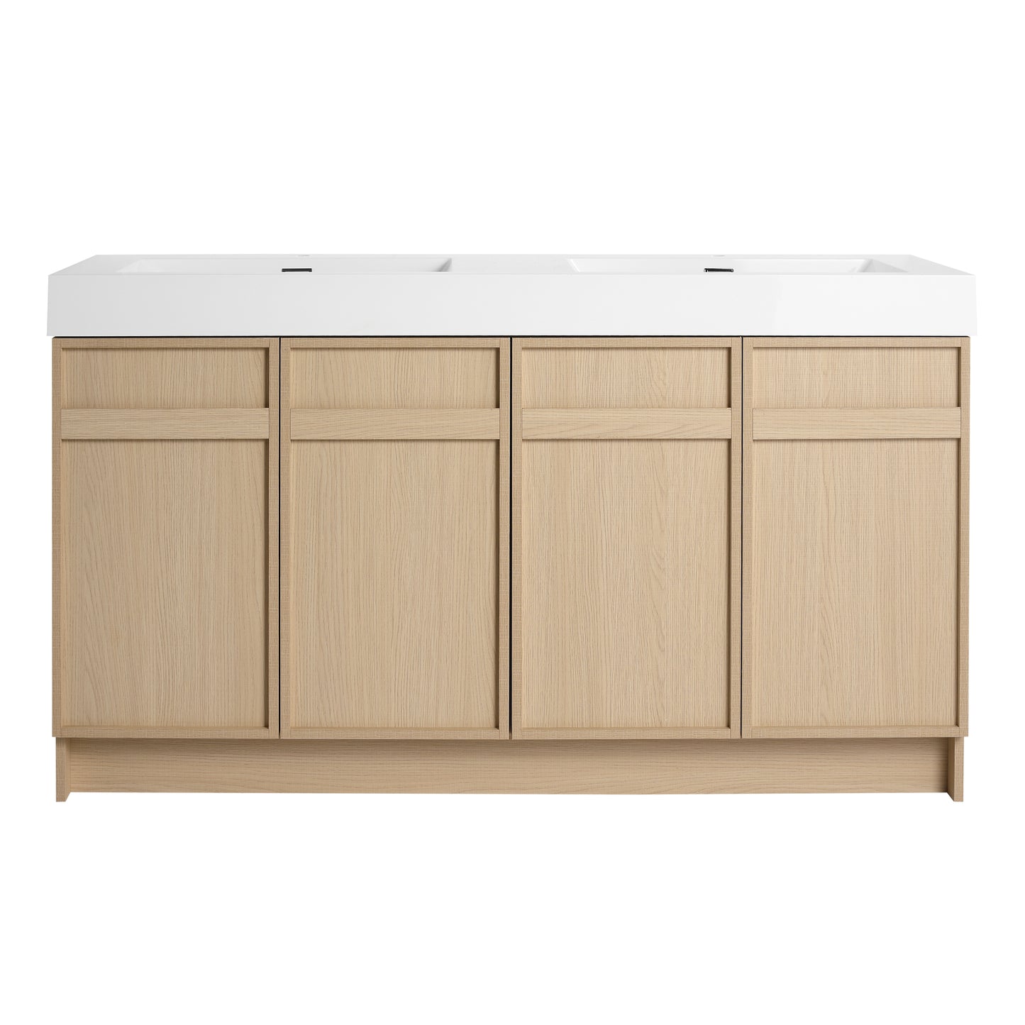 60-Inch Modern Freestanding Bathroom Vanity with Double Resin Sink & Soft-Close Doors