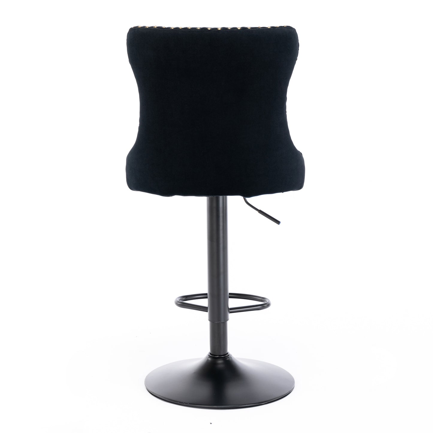 Velvet Swivel Bar Stools Set 2 Adjustable 25 33in Black