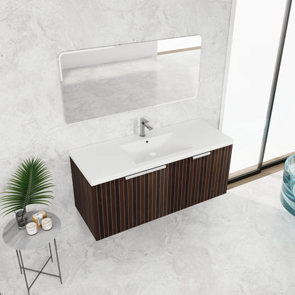 Modern 48-Inch Wall-Mounted Bathroom Vanity with Soft-Close Doors and Resin Sink