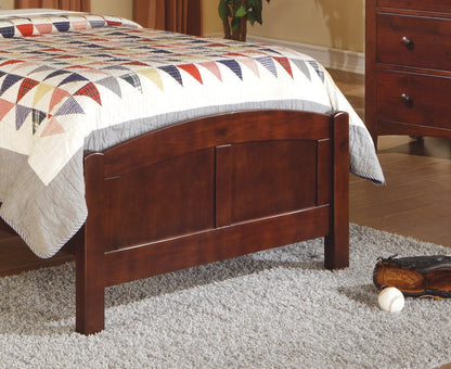 Dark Oak Twin Bed with Unique Headboard for Youth Bedroom