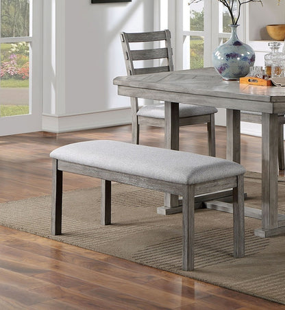 Dining Table Four Chairs And Bench Six Piece Set Grey Finish