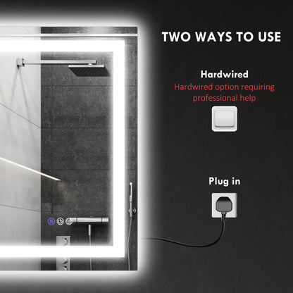 Backlit Anti-Fog LED Vanity Mirror for Bathroom, 35" x 28", Dimmable with Memory Function and Color Temperature Control, Wall Mounted Design