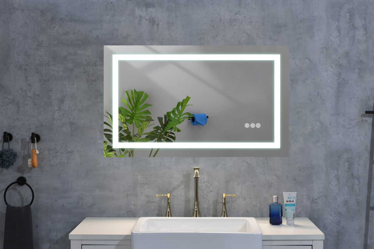 Dimmable 36" x 24" LED Vanity Mirror with Anti-Fog, Smart Touch Controls, and Adjustable Color Temperature