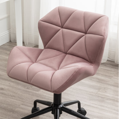 Mauve Velvet Adjustable Swivel Office Chair with Diamond Tufting