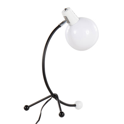Adjustable Task Lamp with Metal Frame and Round Shade, Bulb Not Included, Indoor Use, Black and White