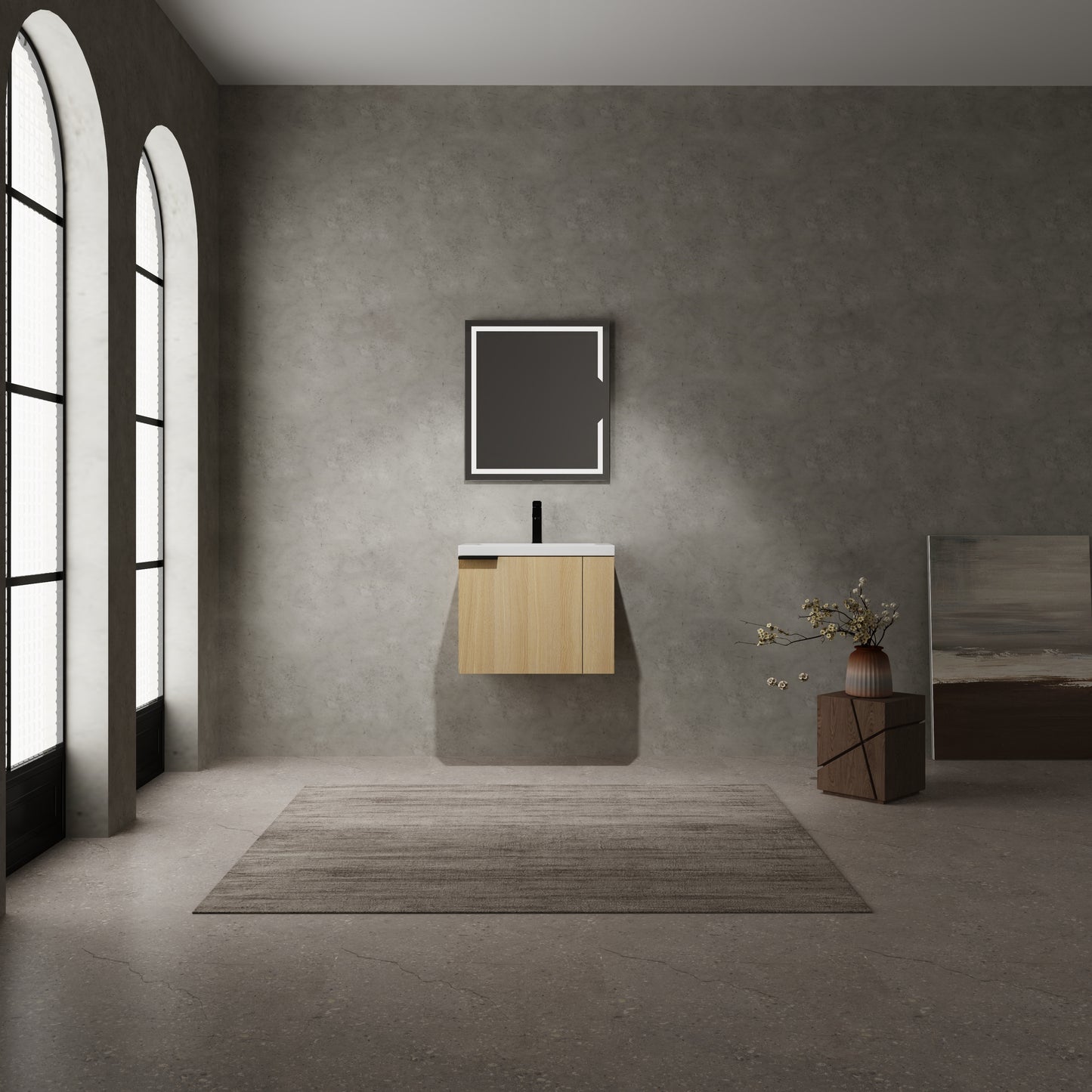 24" Modern Oak Bathroom Vanity Sink Set with Soft Close Doors - Spacious Storage & Easy Assembly