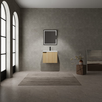 24" Modern Oak Bathroom Vanity Sink Set with Soft Close Doors - Spacious Storage & Easy Assembly