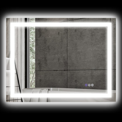Backlit Anti-Fog LED Vanity Mirror for Bathroom, 35" x 28", Dimmable with Memory Function and Color Temperature Control, Wall Mounted Design
