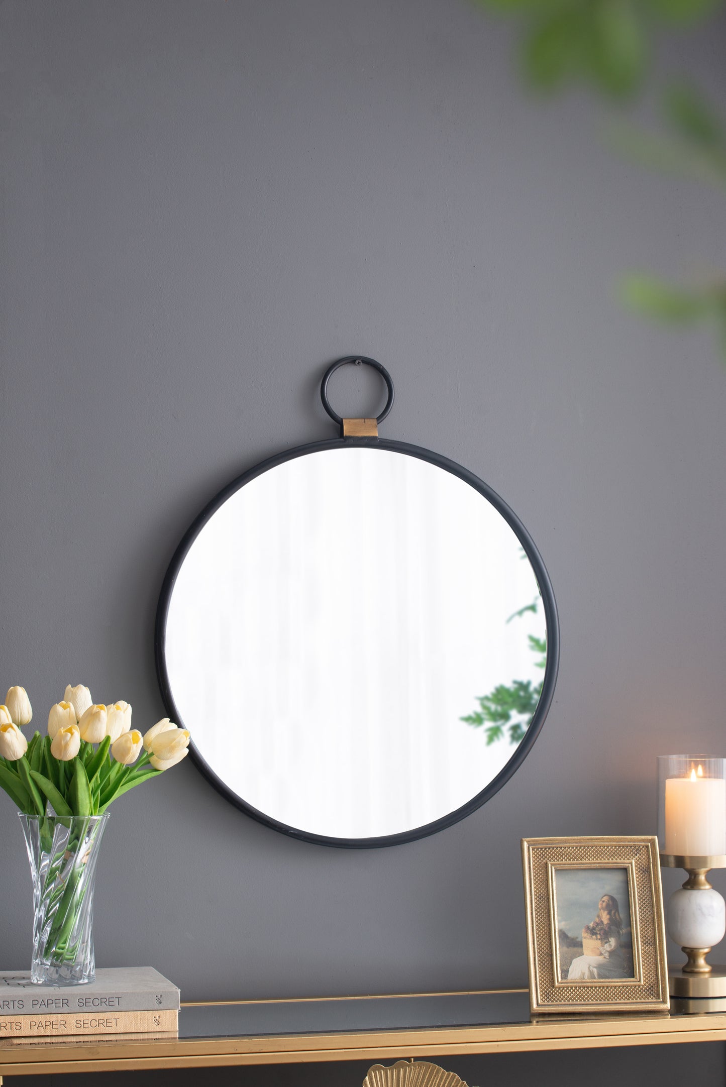 Contemporary Black Framed 24" x 27" Wall Mirror - Minimalist Accent for Any Room