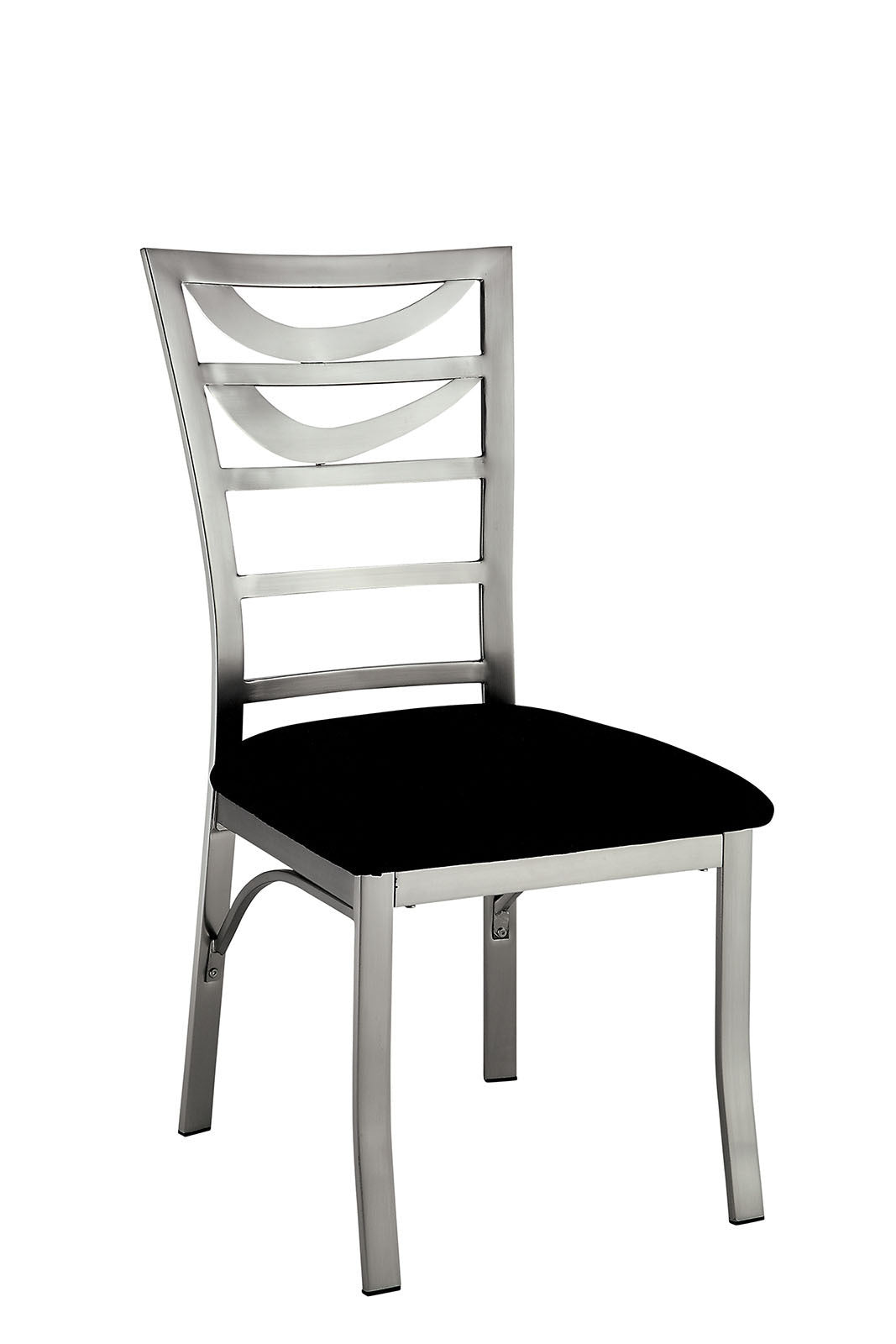 2-Piece Contemporary Metal Dining Chairs with Padded Microfiber Seats, Ladder-Back, Powder-Coated Black