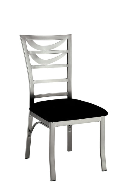 2-Piece Contemporary Metal Dining Chairs with Padded Microfiber Seats, Ladder-Back, Powder-Coated Black