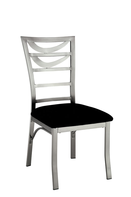 2-Piece Contemporary Metal Dining Chairs with Padded Microfiber Seats, Ladder-Back, Powder-Coated Black
