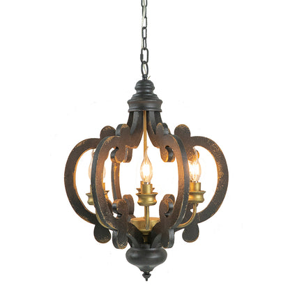 6-Light French Country Farmhouse Pendant Chandelier with 28in Chain for Kitchen antique black finish