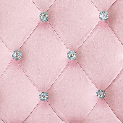 Pink Velvet Adjustable Office Chair with Padded Armrests and Swivel Wheels