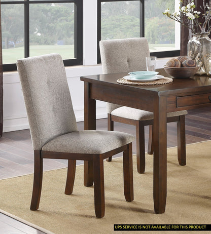 Set of 2 Chenille Upholstered Dining Chairs with Tufted Back and Wood Frame, Dark Cherry