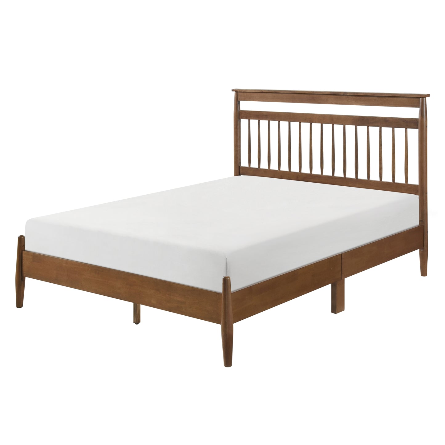 Elegant Chestnut-Finished Queen Platform Bed with Transitional Design – Bedroom Furniture in a Box