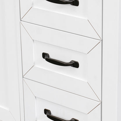 36-Inch White Freestanding Bathroom Vanity with Ceramic Sink and Storage Drawers