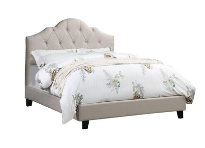 Stylish Light Brown Tufted Full Size Bed with Adjustable Headboard – Contemporary Upholstered Wooden Frame