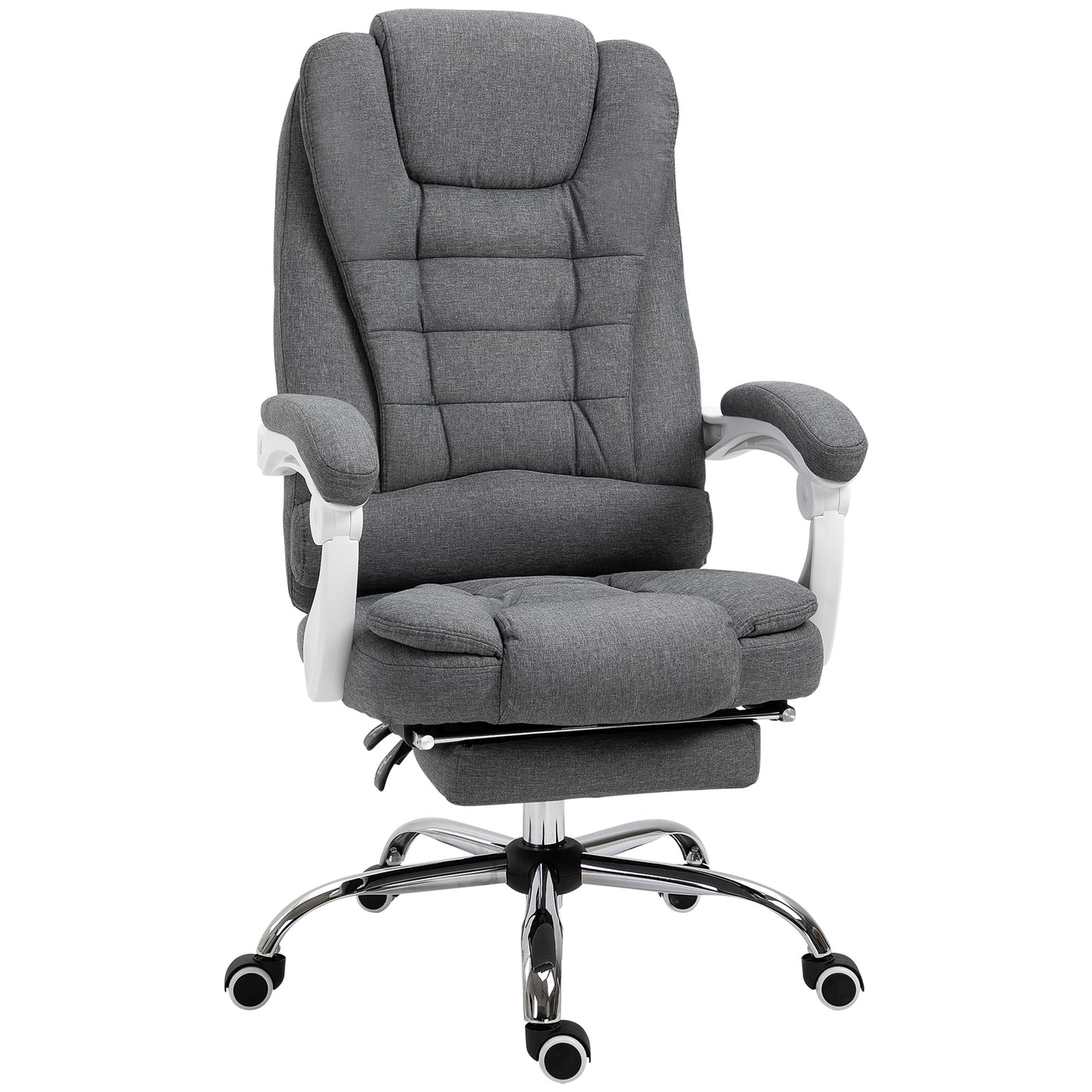 Vinsetto Ergonomic Reclining Office Chair with Adjustable Footrest and Linen Fabric