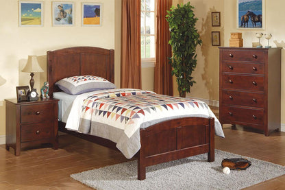 Dark Oak Twin Bed with Unique Headboard for Youth Bedroom